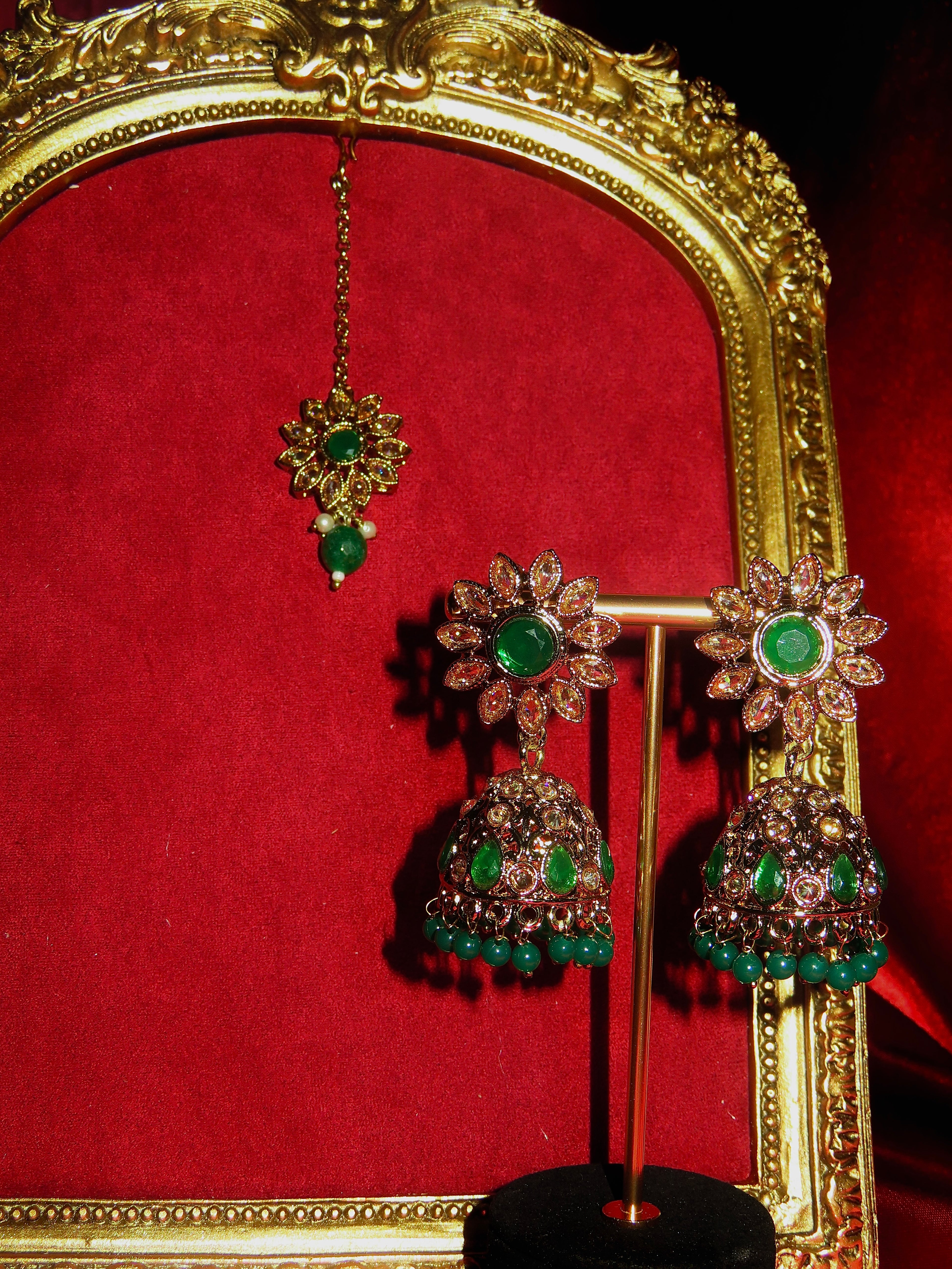Elara Polki Jhumki & Tikka Set