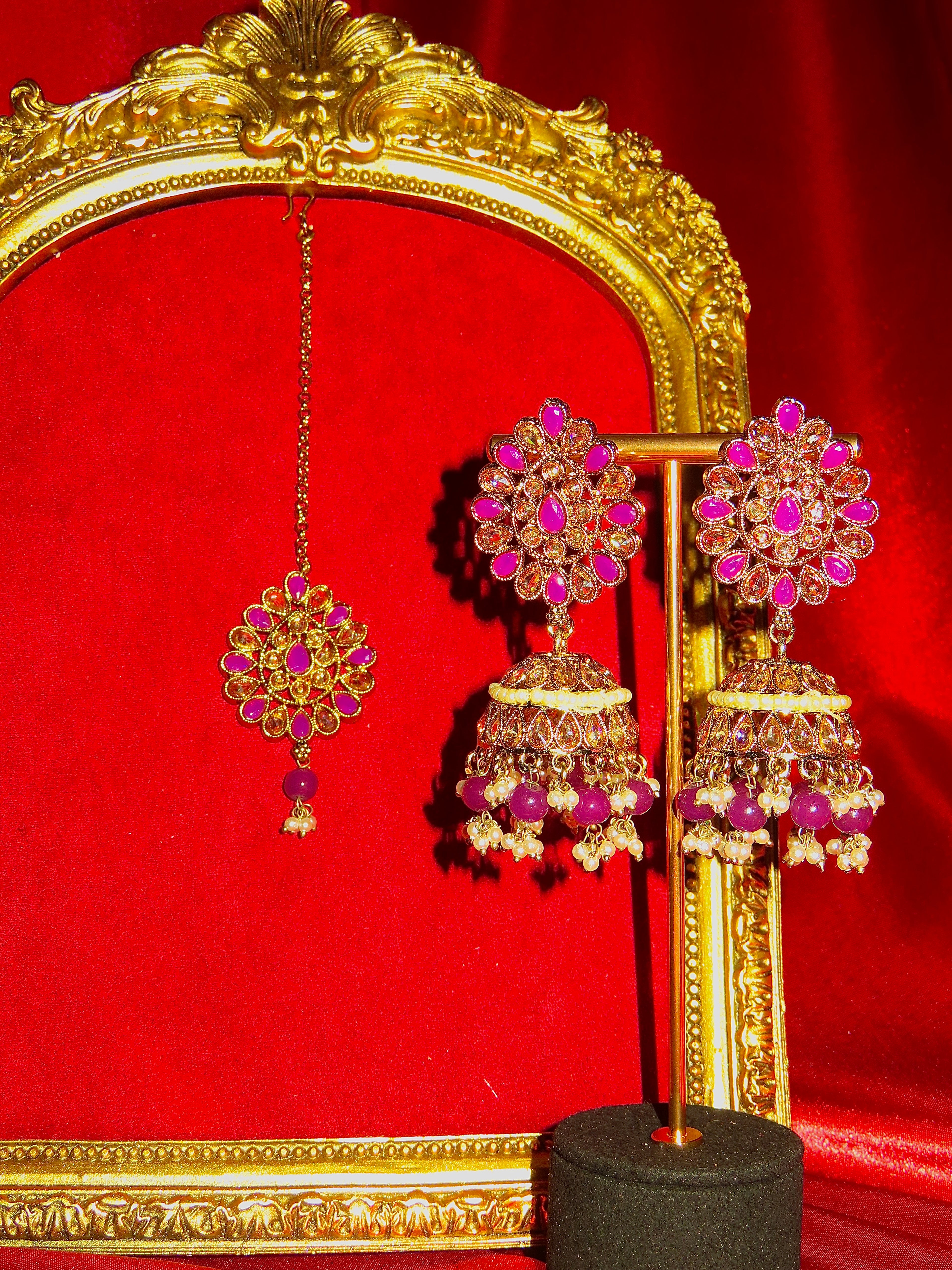 Noor Polki Jhumki & Tikka Set