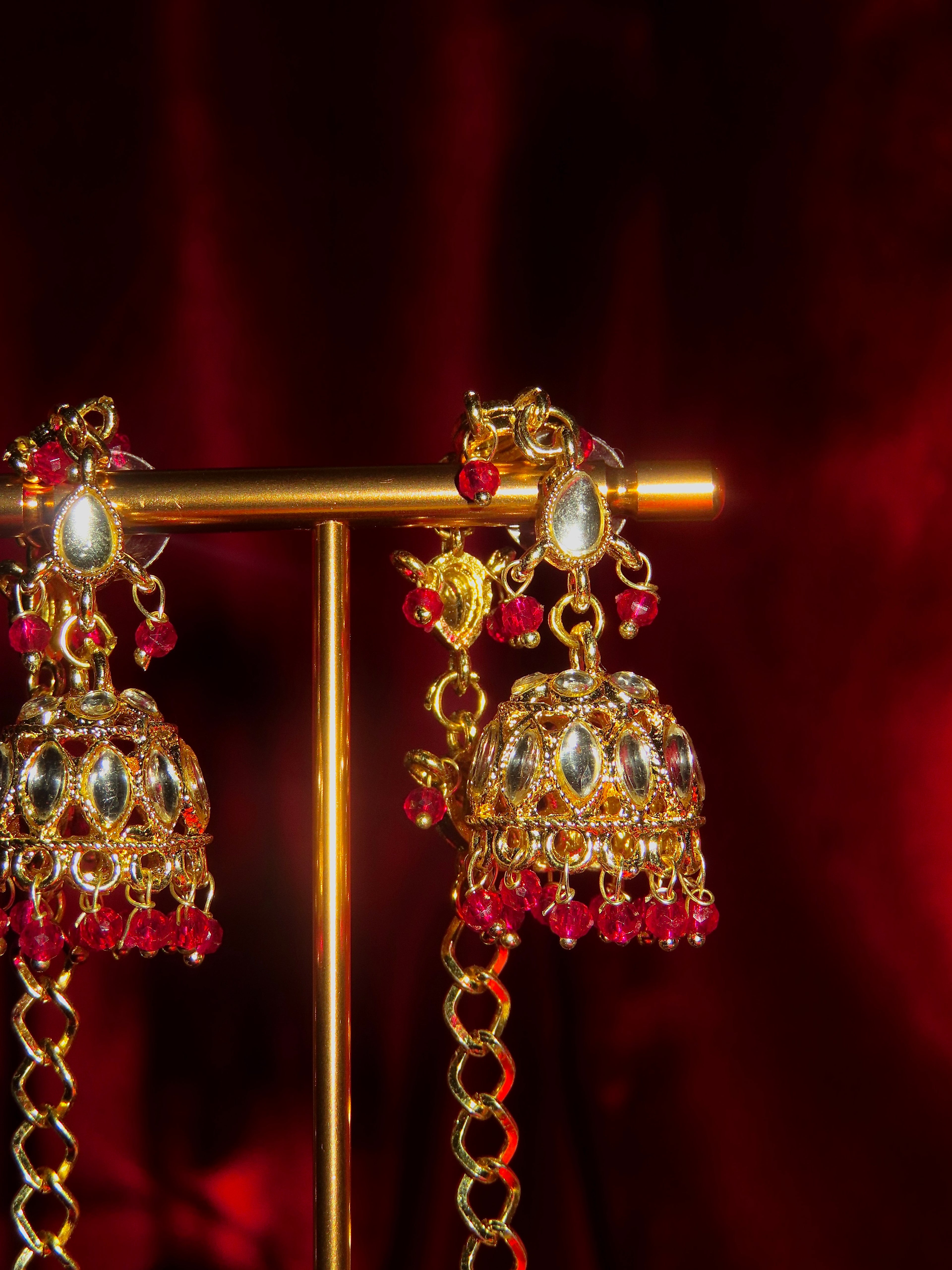 Rohini Chain Kundan Jhumka