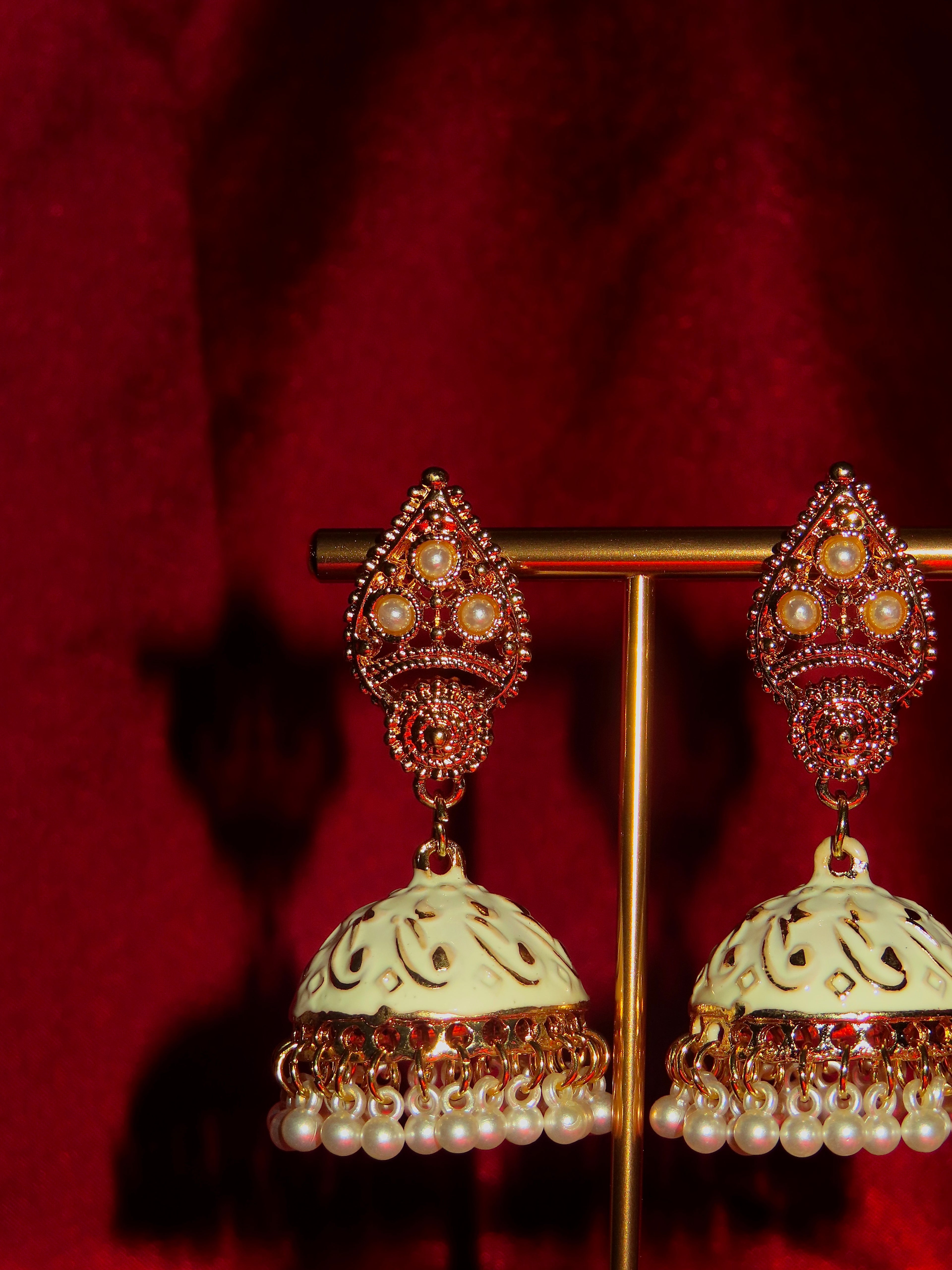 Andra Hand-Painted Pearl Jhumka