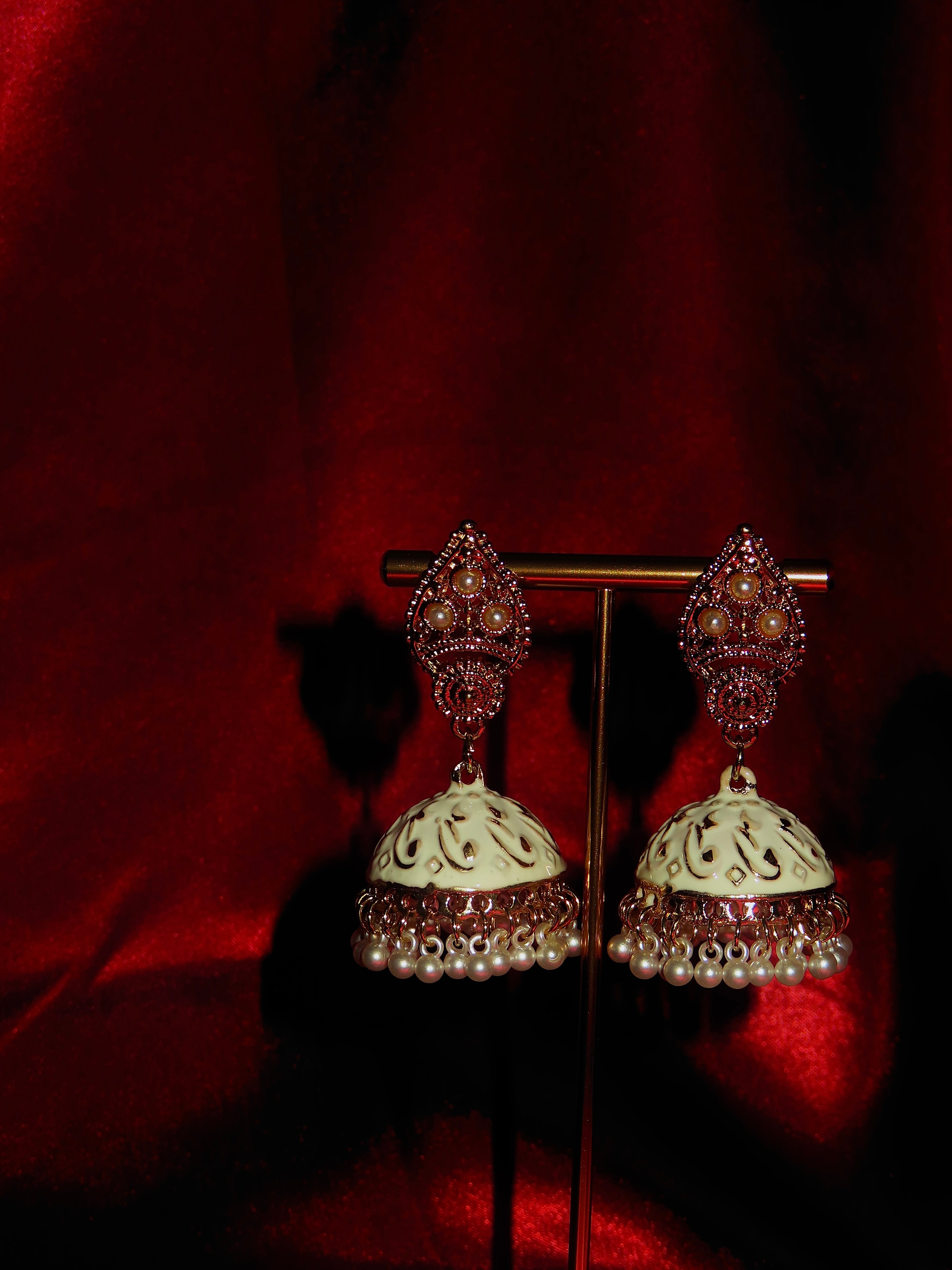 Andra Hand-Painted Pearl Jhumka