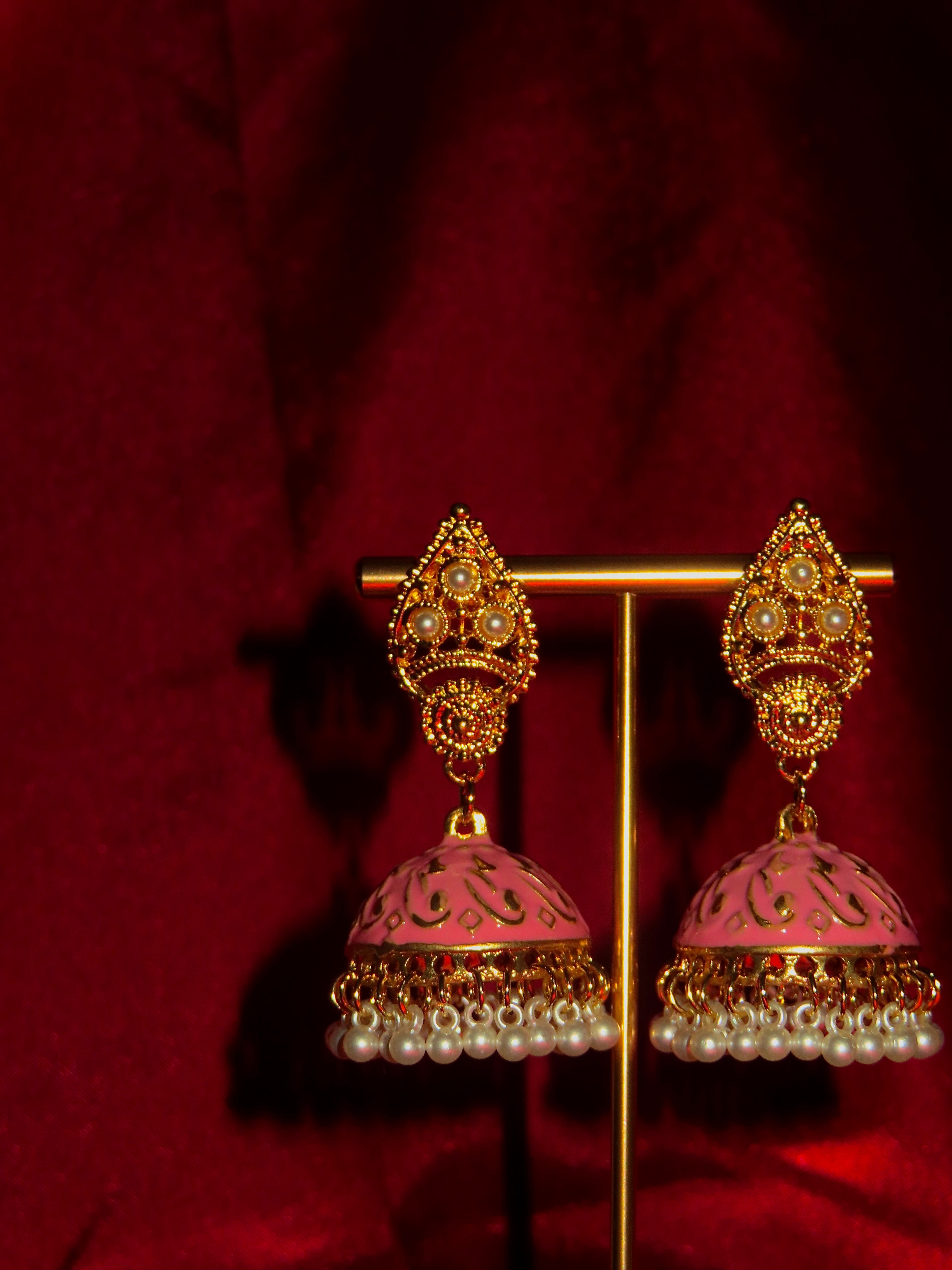 Andra Hand-Painted Pearl Jhumka
