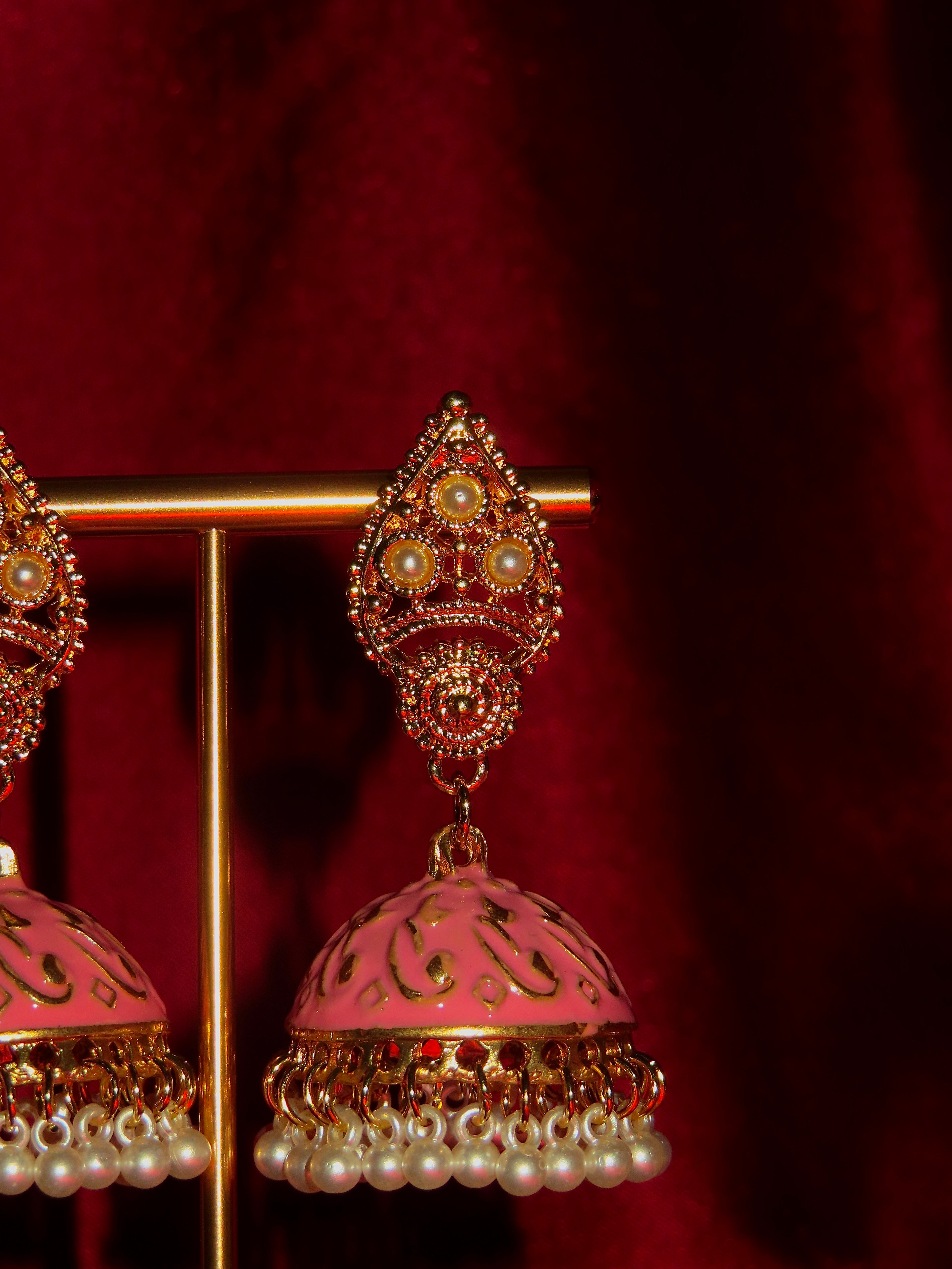 Andra Hand-Painted Pearl Jhumka
