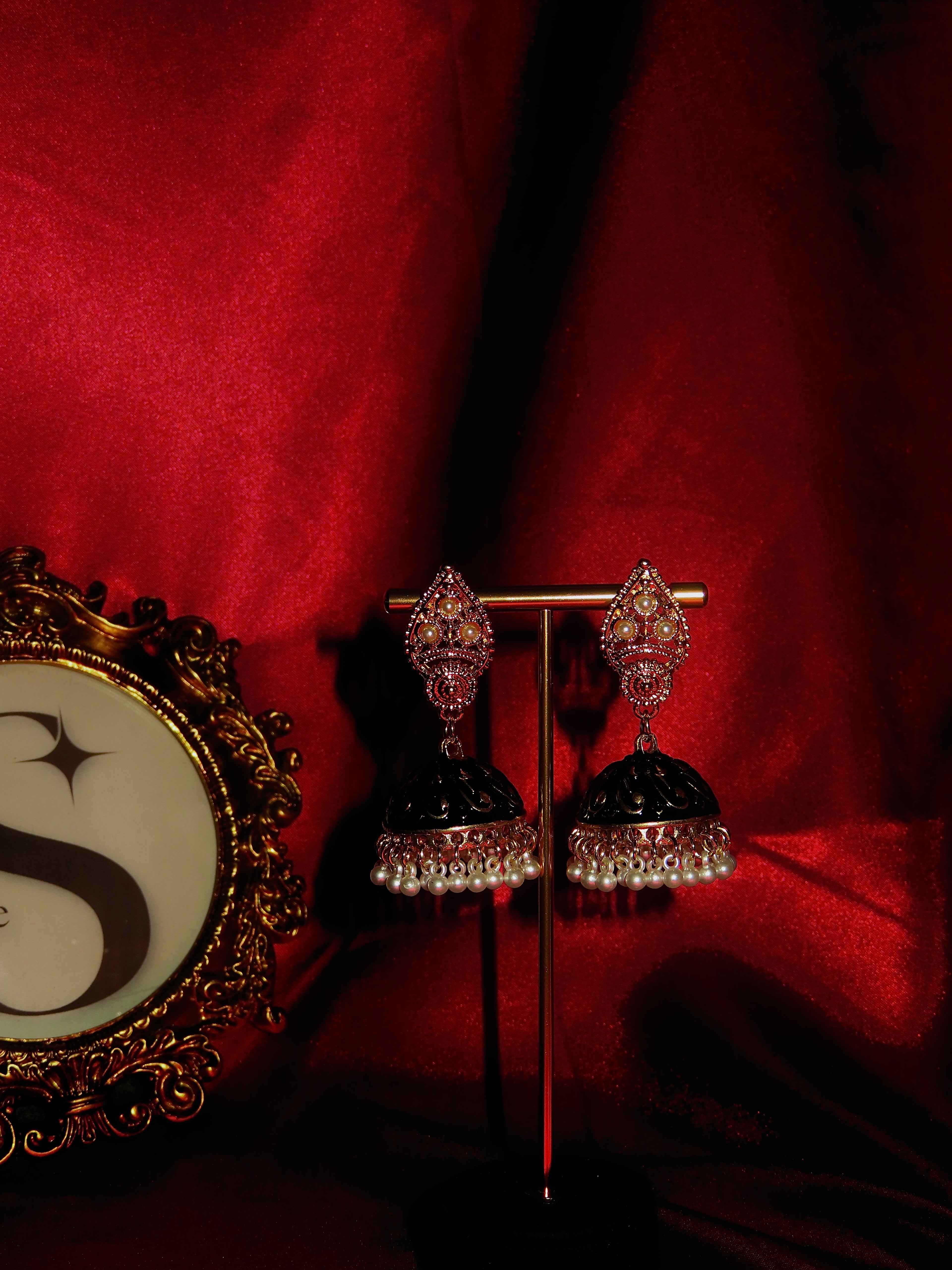 Andra Hand-Painted Pearl Jhumka