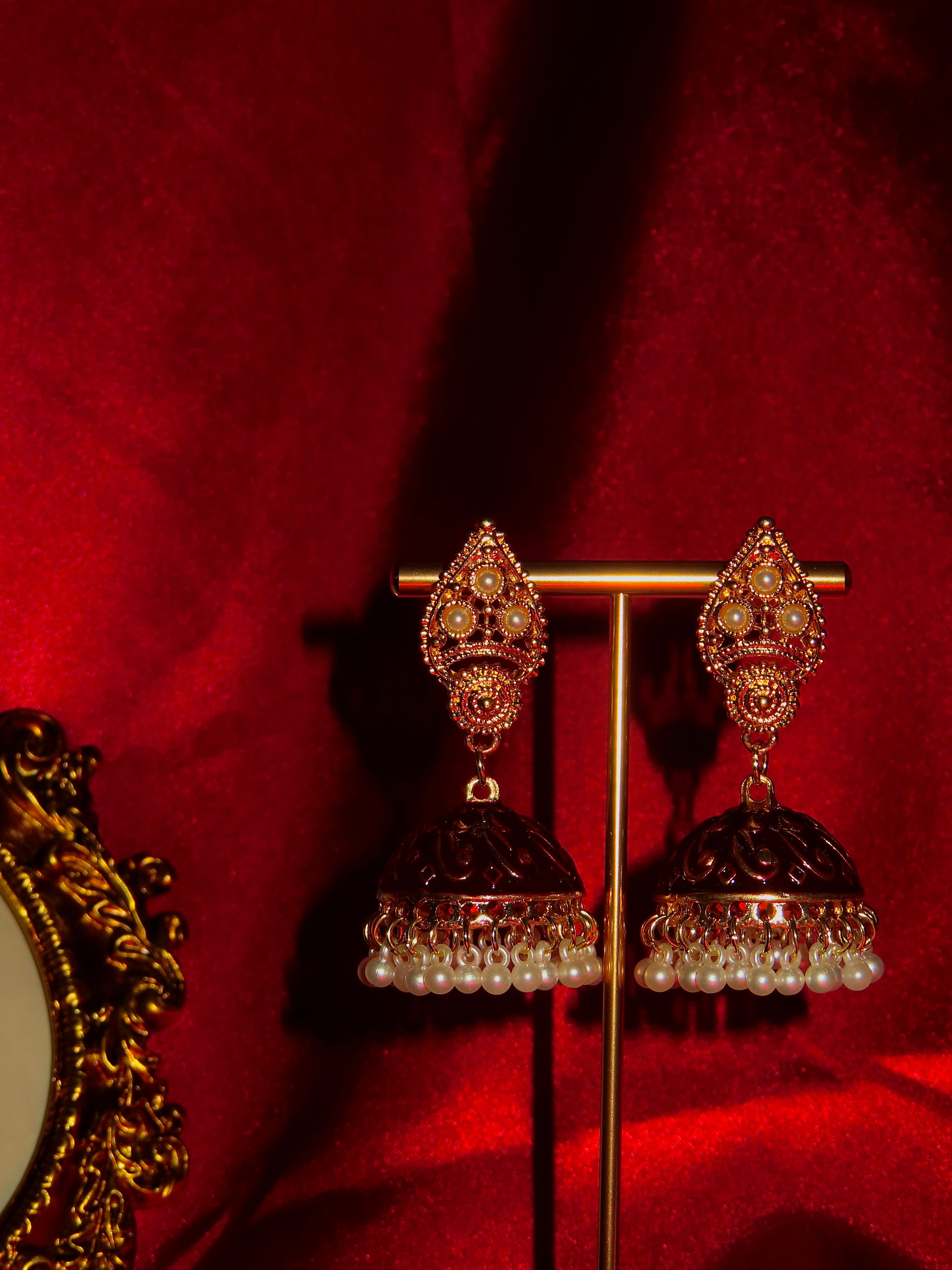 Andra Hand-Painted Pearl Jhumka