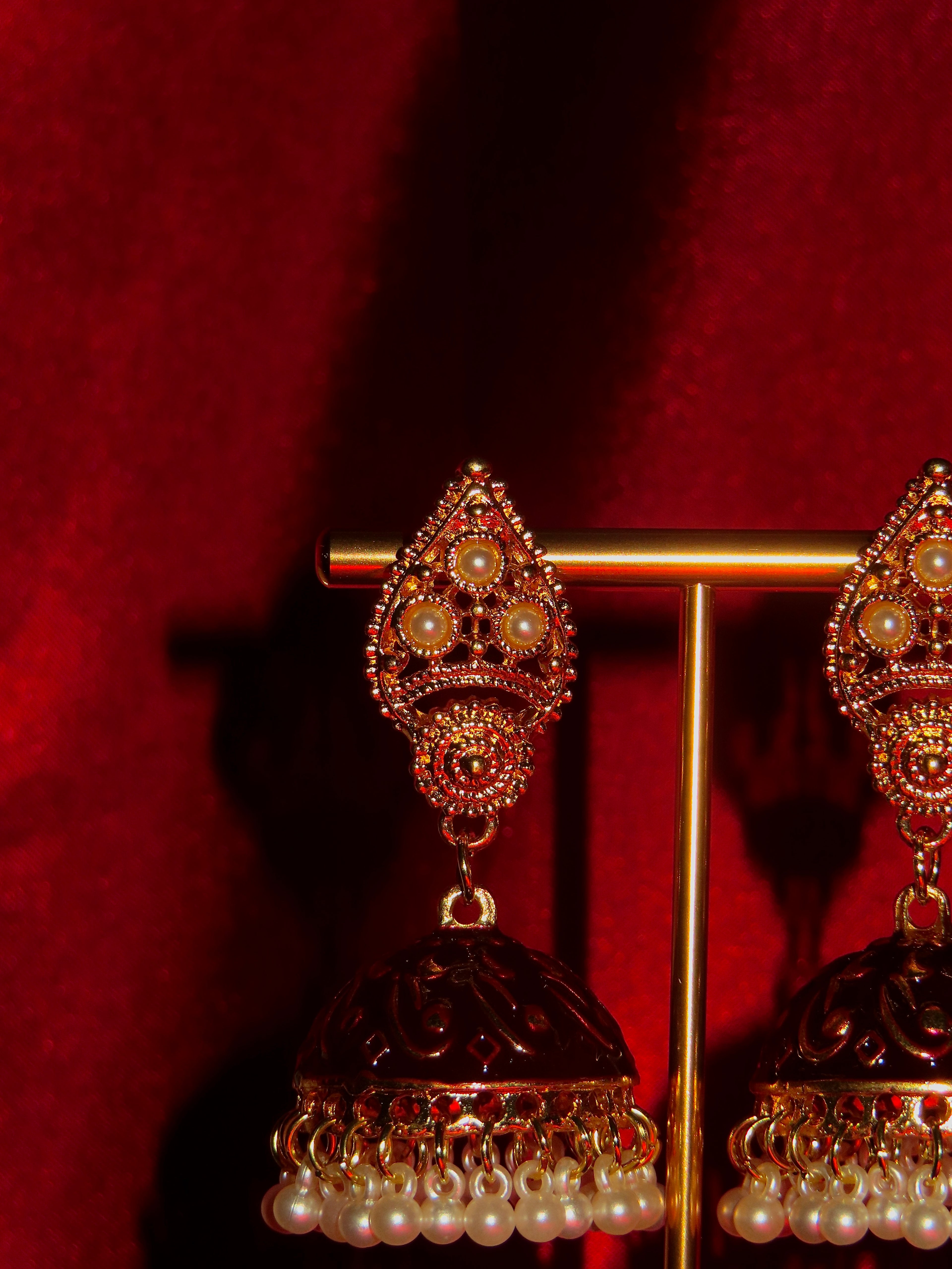 Andra Hand-Painted Pearl Jhumka