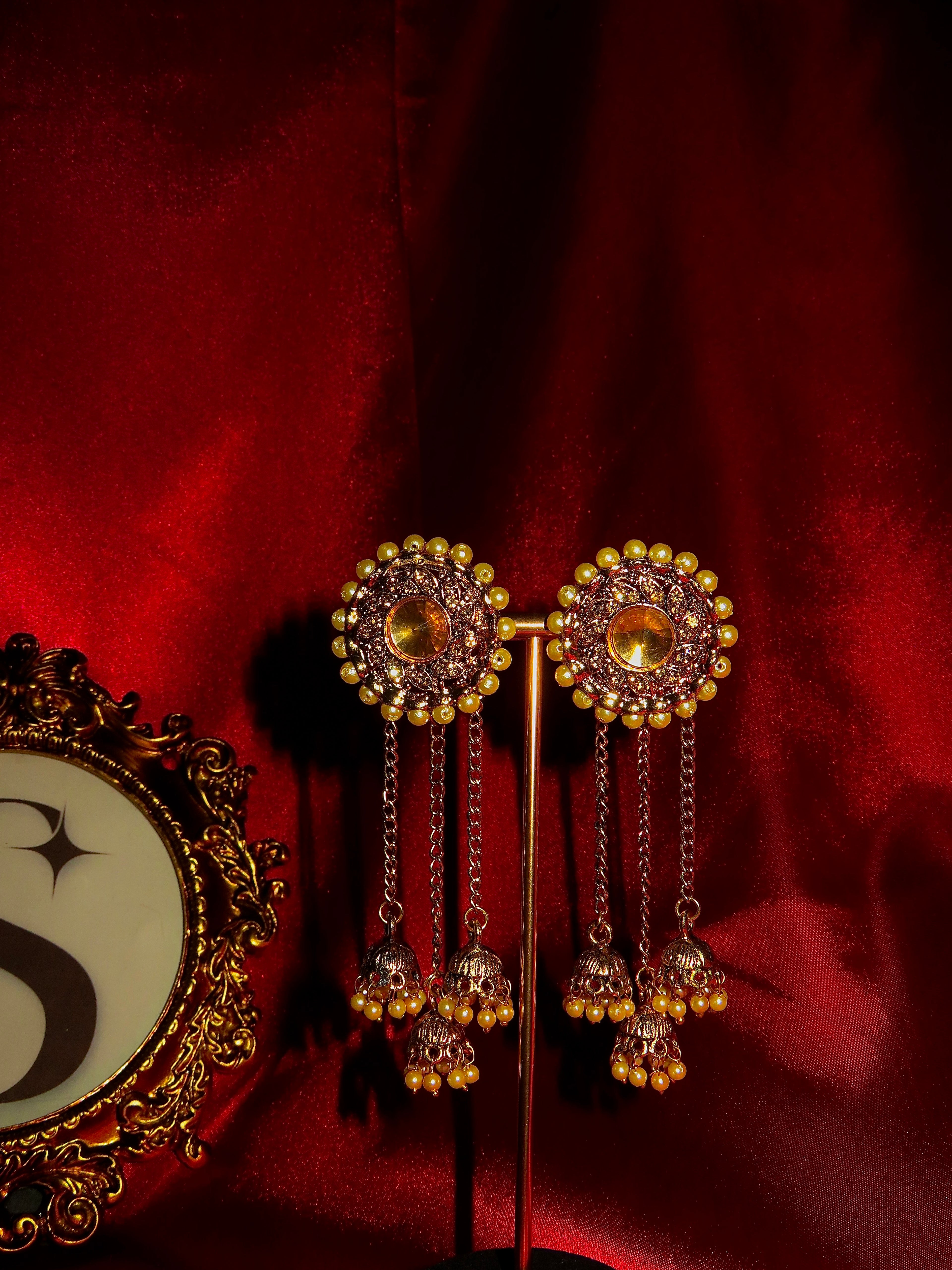 Vanya Gold Jhumki Dangle Earrings