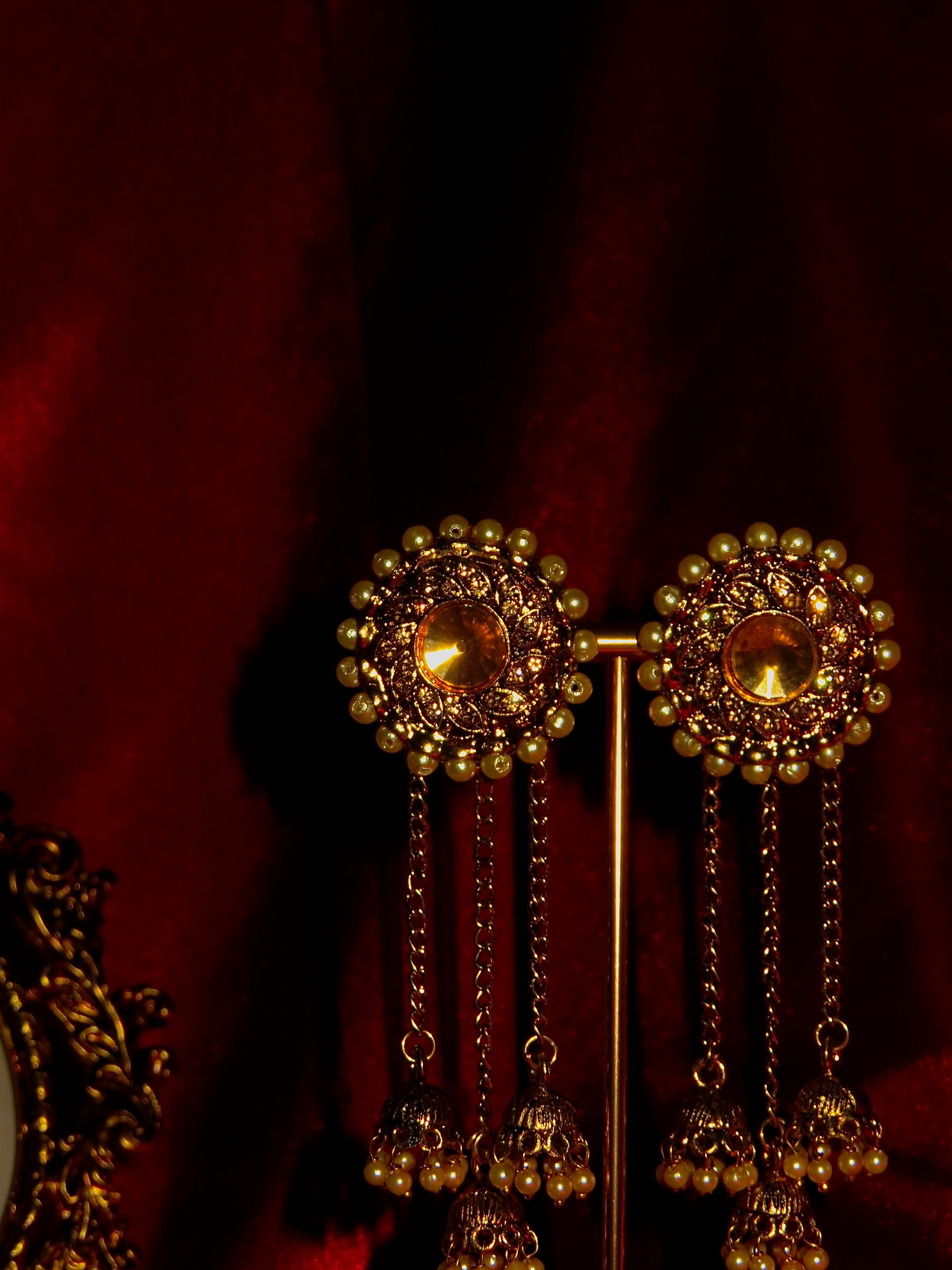 Vanya Gold Jhumki Dangle Earrings